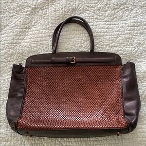 Talbots Brown Satchel with Textured Leather and Sturdy Handles